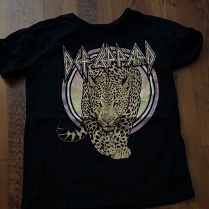 Def Leppard Black Kids' T-Shirt with Leopard Design